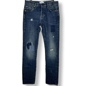 OVADIA NEW YORK STRAIGHT TAPER 003 DISTRESSES JEANS SIZE 32